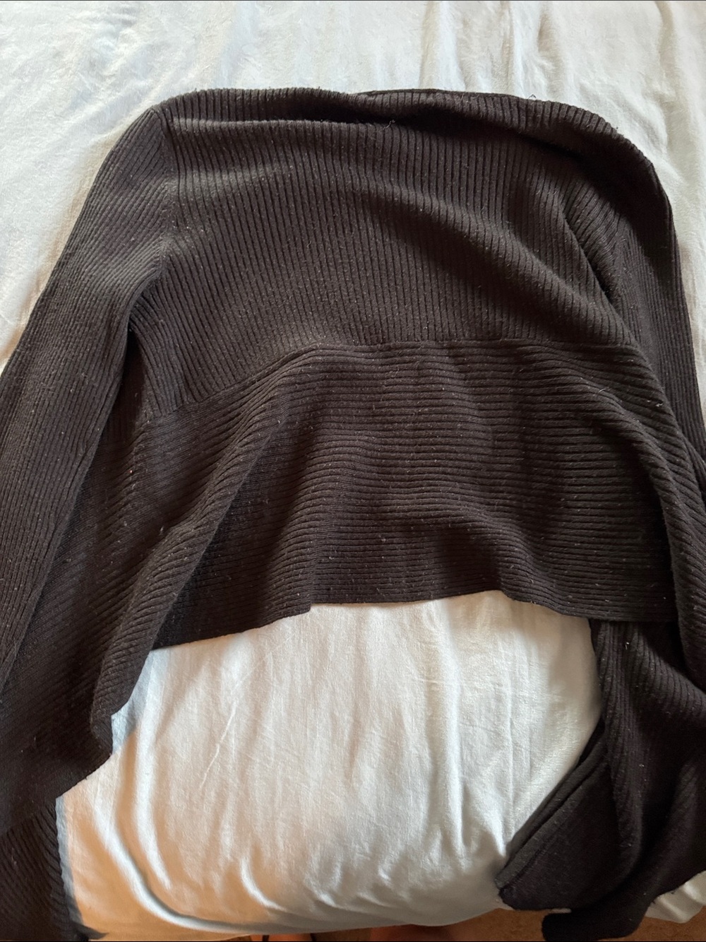 Dress Barn Black Ribbed Open-Front Cardigan - Picture 3 of 3